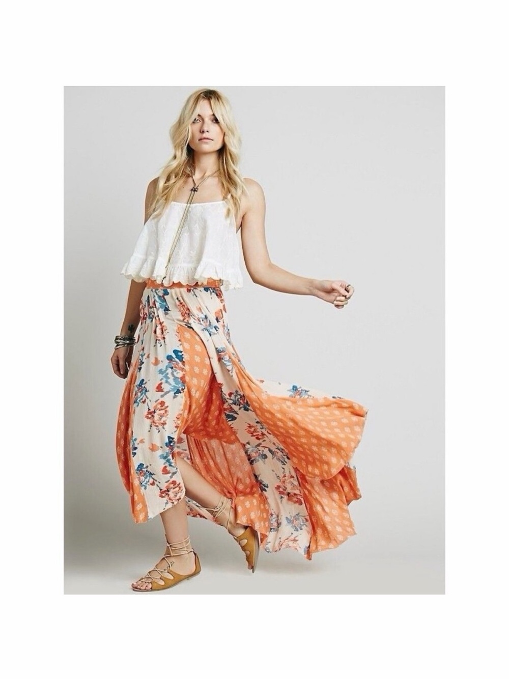 Show You Off High-Low Maxi Skirt Floral Patchwork Free People